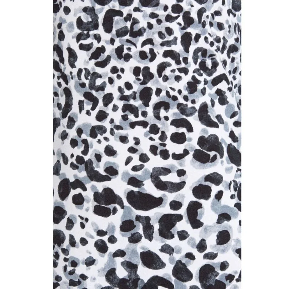 Tommy Bahama Dress Medium White Scoop Neck Leopard Stretch Shift